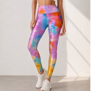 Goldsheep Tie Dye High Waisted Leggings Women's Size XL Rainbow Yoga